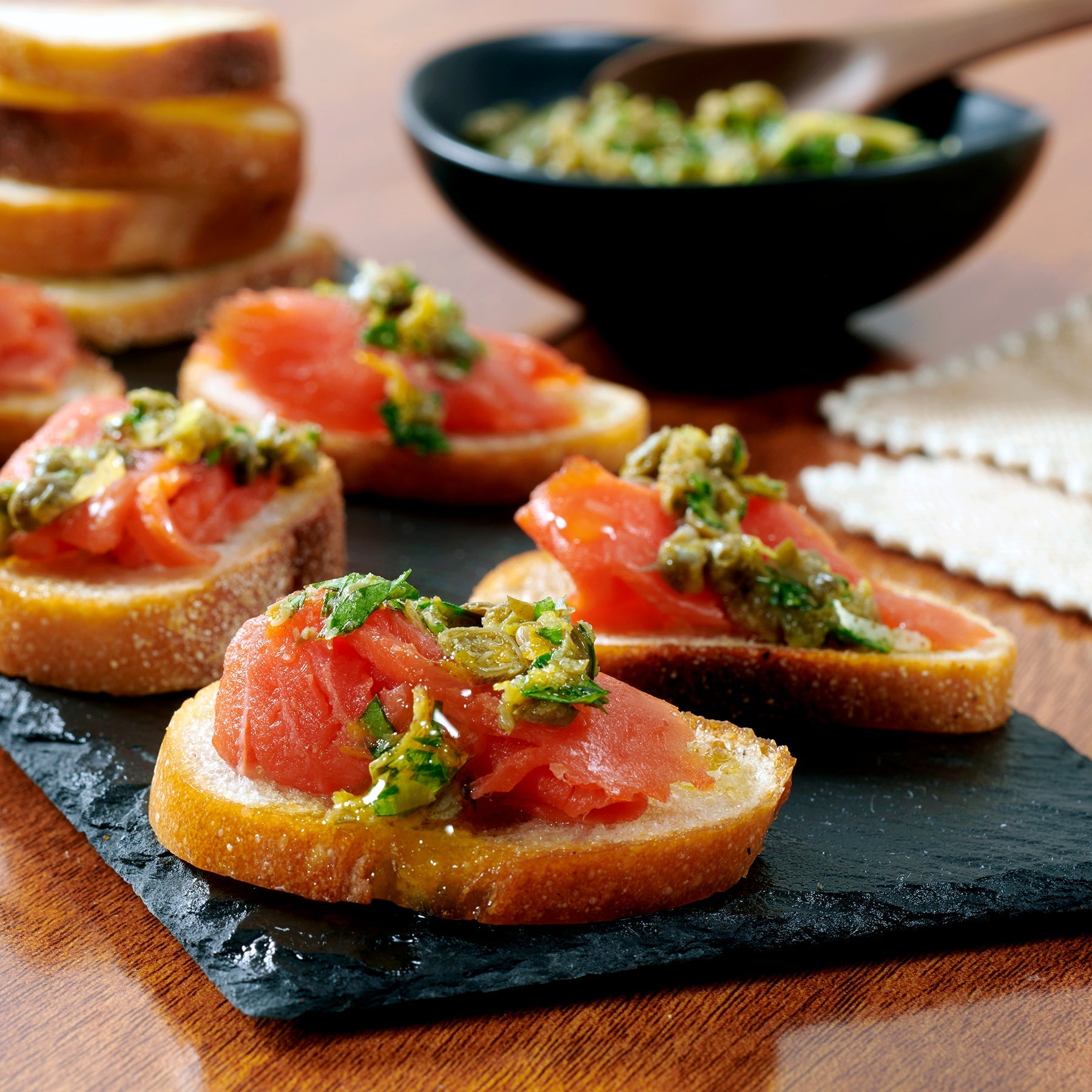 Smoked Salmon Crostini with Capers & Parsley – Botticelli Foods