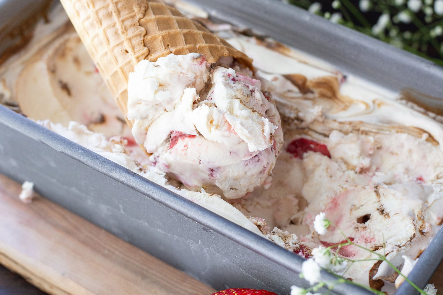 Strawberry Balsamic Ice Cream