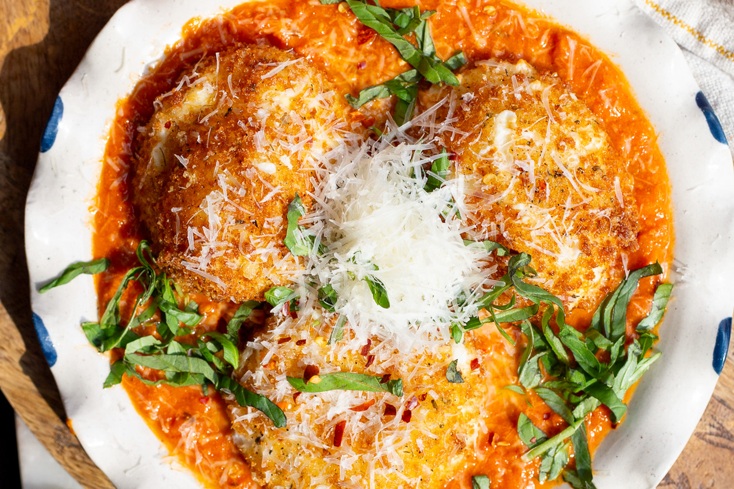 Fried Burrata with Vodka Sauce