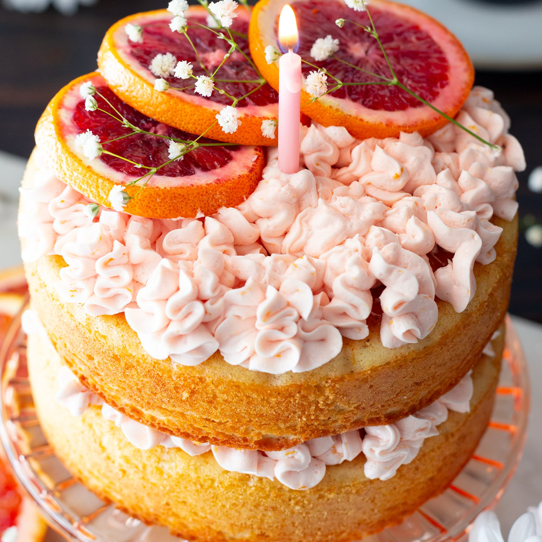 blood orange birthday cake