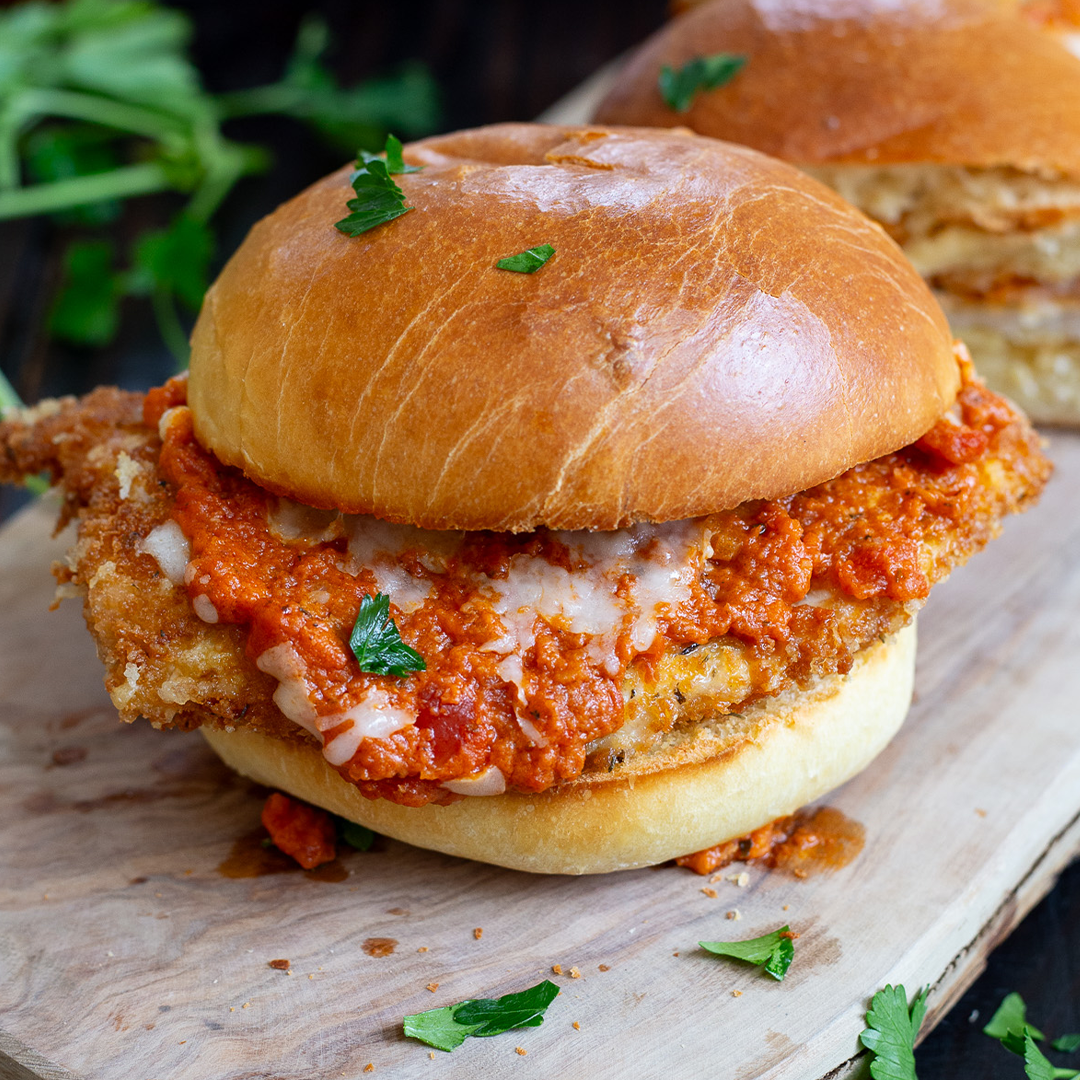 chicken parm sandwich with alla vodka pasta sauce