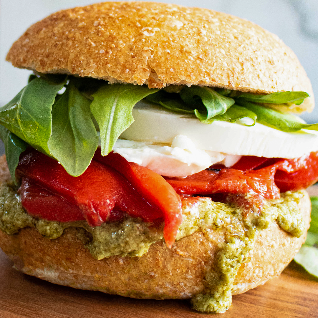 pesto and mozzarella sandwich