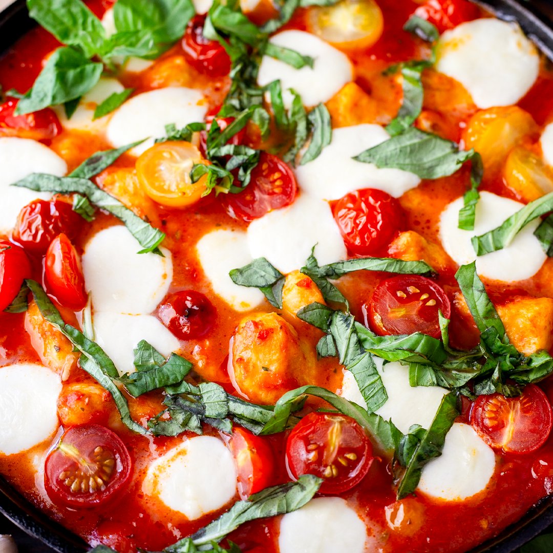 Gnocchi with mozzarella and tomato & basil sauce