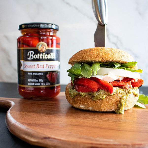 Pesto and roasted pepper sandwich
