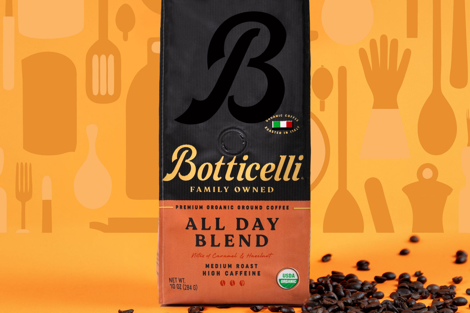 All Day Blend with coffee beans next to it