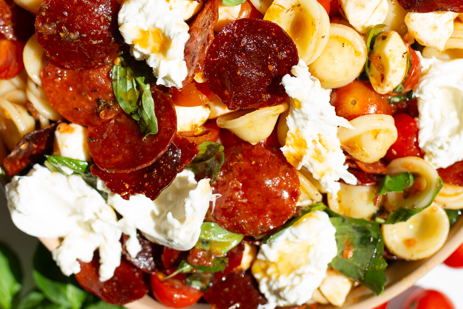 Hot Honey & Pepperoni Pasta Salad