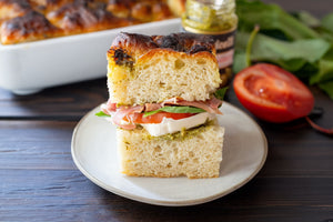 Pesto and Prosciutto Focaccia Sandwich