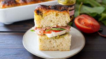 Pesto and Prosciutto Focaccia Sandwich