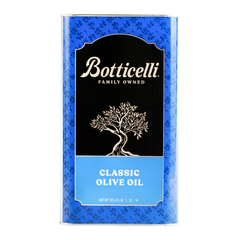 Botticelli olive oil packaging with blue and black design