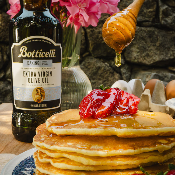 Pancakes made with baking extra virgin olive oil