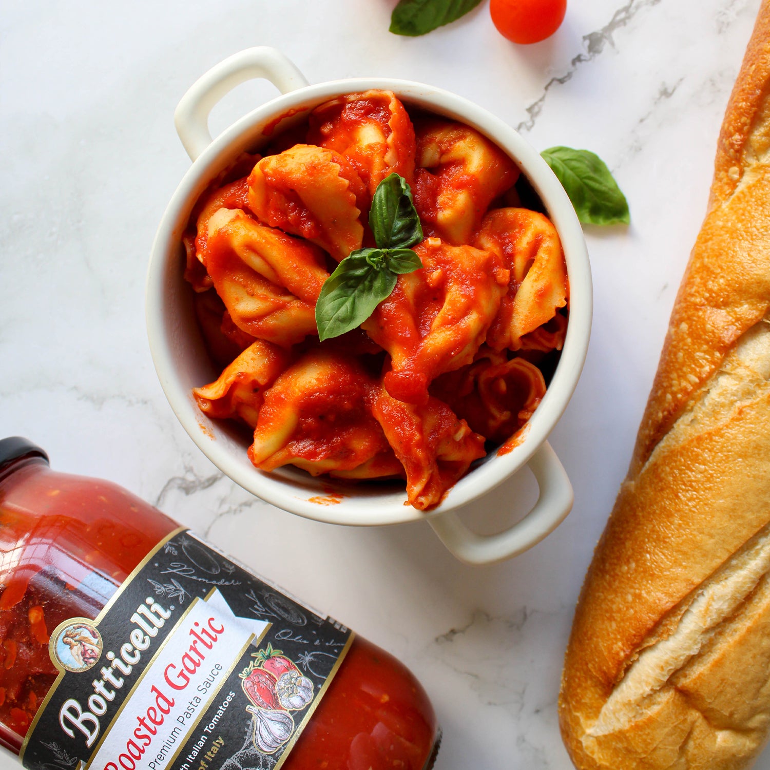 Tortellini with Roasted Garlic Sauce